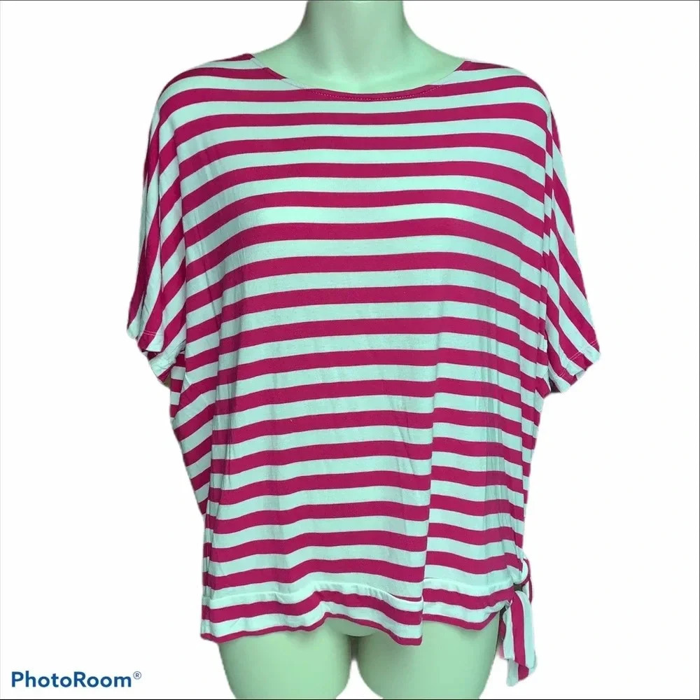 Laura Ashley petite medium pink/white striped top